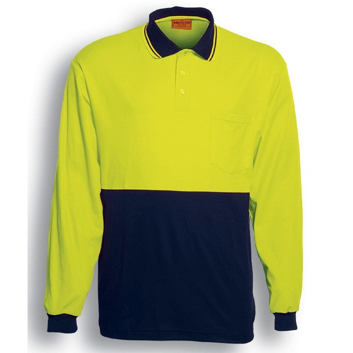 RE Unisex Adults Hi-Vis Polyface / Cotton Back Polo - L/S